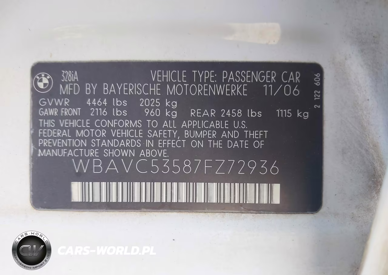2007 BMW 328I VIN:WBAVC53587FZ72936 - 9