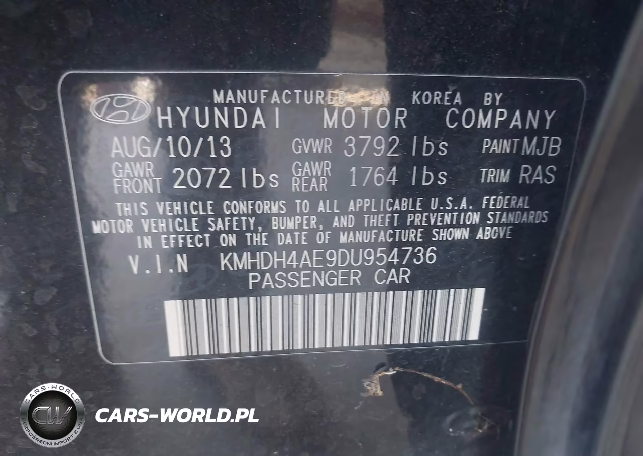 2013 Hyundai Elantra Gls VIN:KMHDH4AE9DU954736 - 9