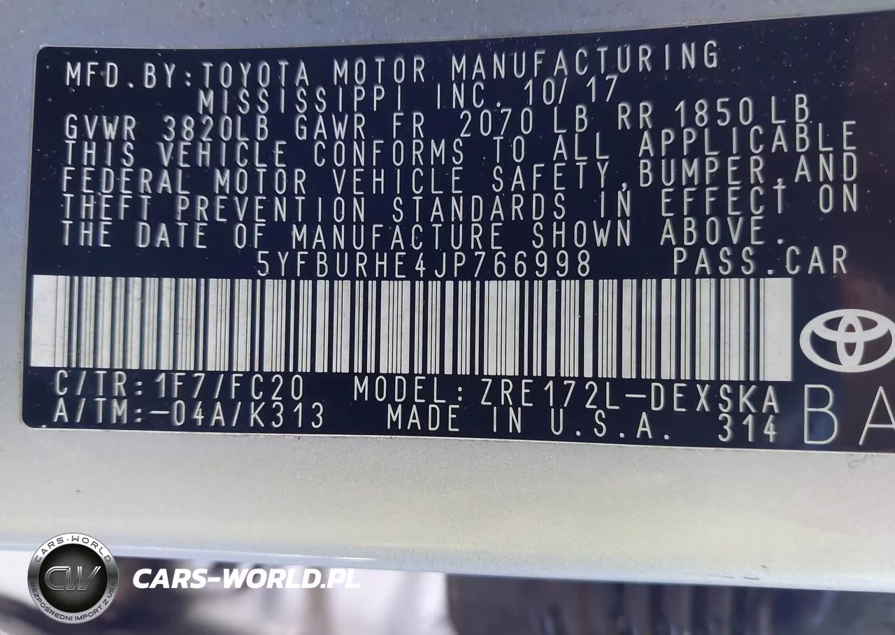 2018 Toyota Corolla Se VIN:5YFBURHE4JP766998 - 9