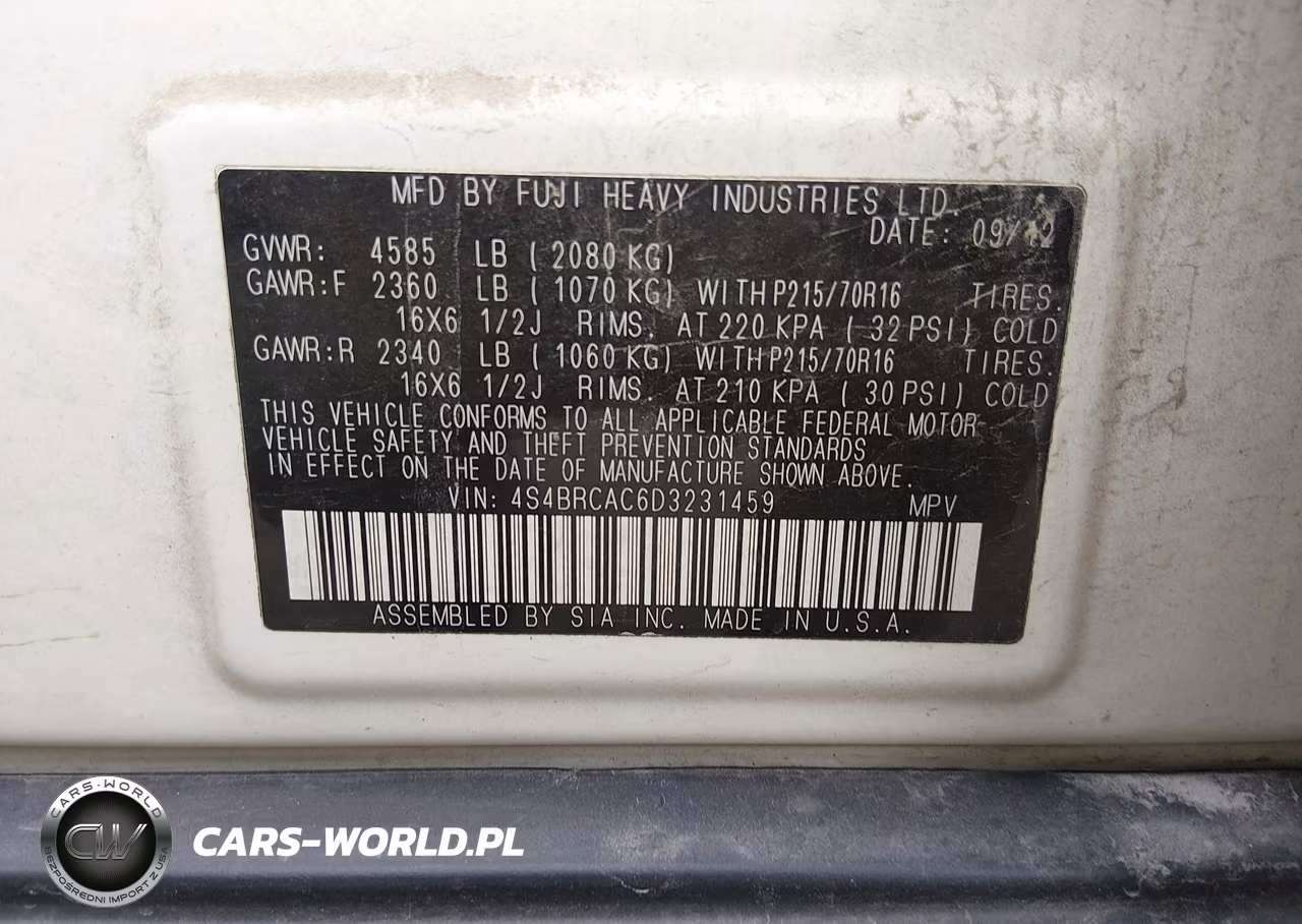 2013 Subaru Outback 2.5I VIN:4S4BRCAC6D3231459 - 9