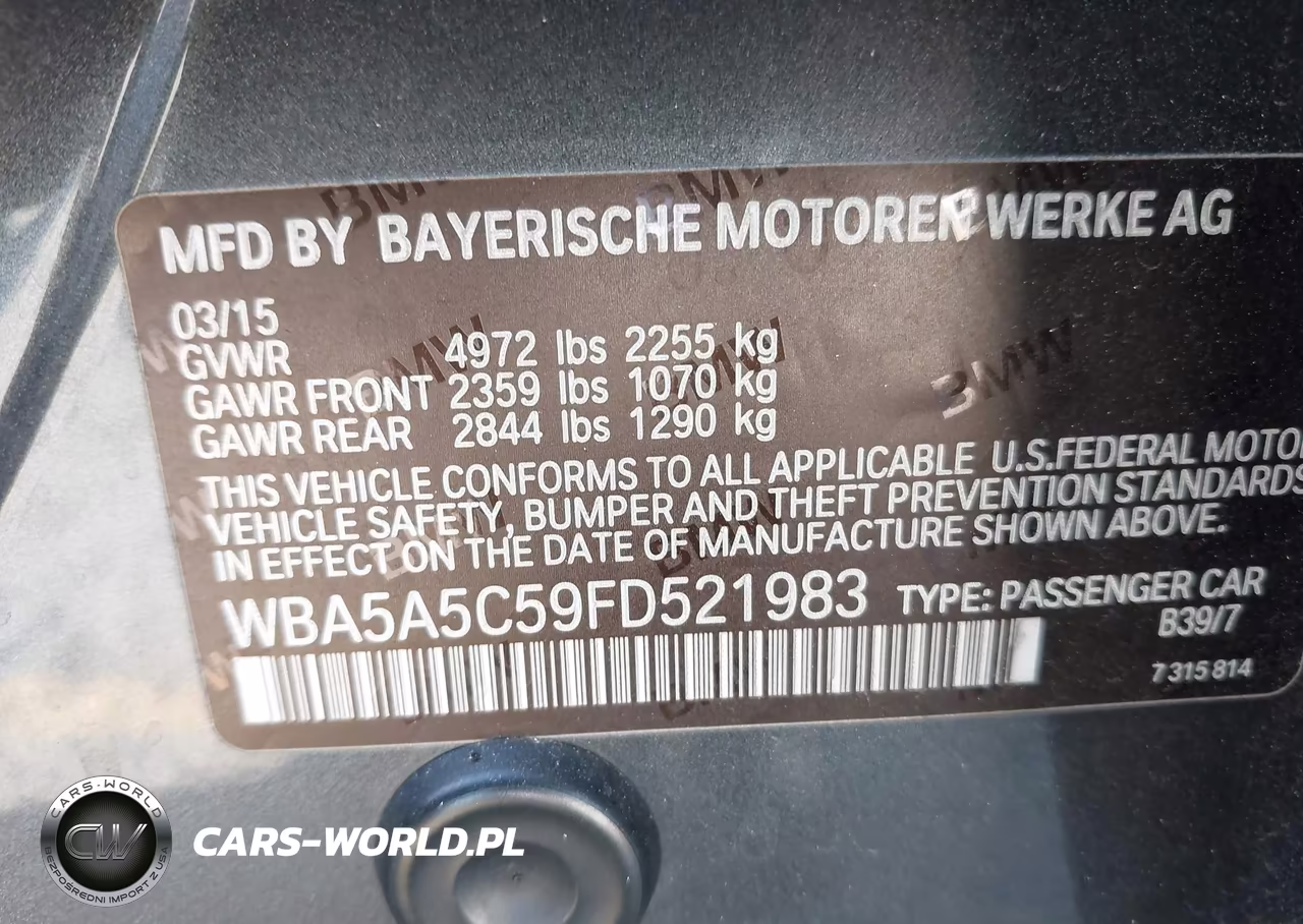 2015 BMW 528I VIN:WBA5A5C59FD521983 - 9