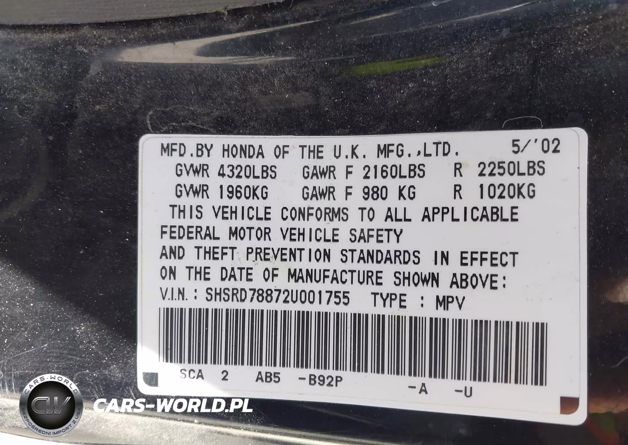 2002 Honda Cr-V Ex VIN:SHSRD78872U001755 - 9