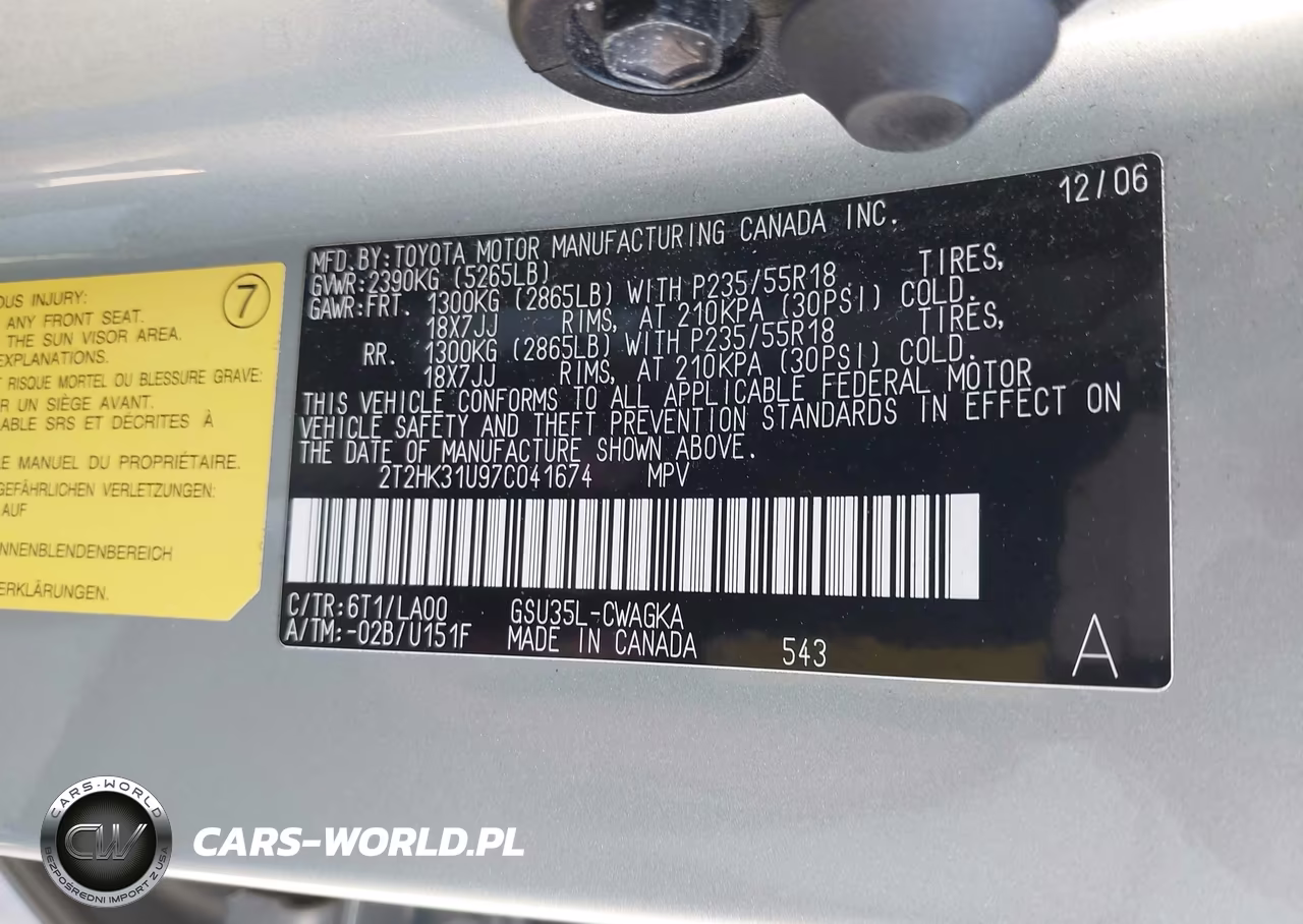 2007 Lexus Rx 350 VIN:2T2HK31U97C041674 - 9