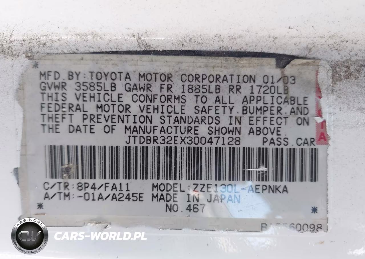 2003 Toyota Corolla Le VIN:JTDBR32EX30047128 - 9