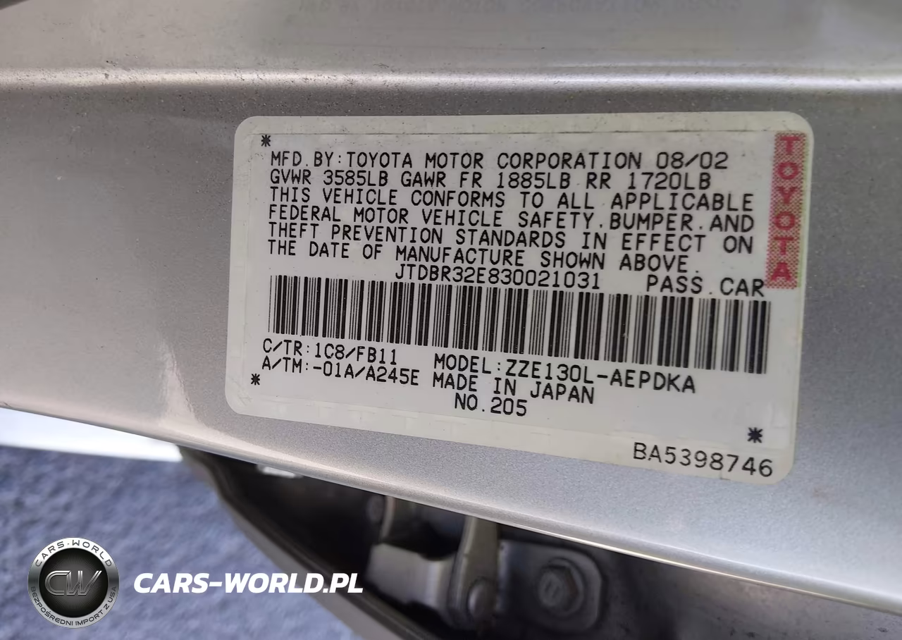 2003 Toyota Corolla Ce VIN:JTDBR32E830021031 - 9