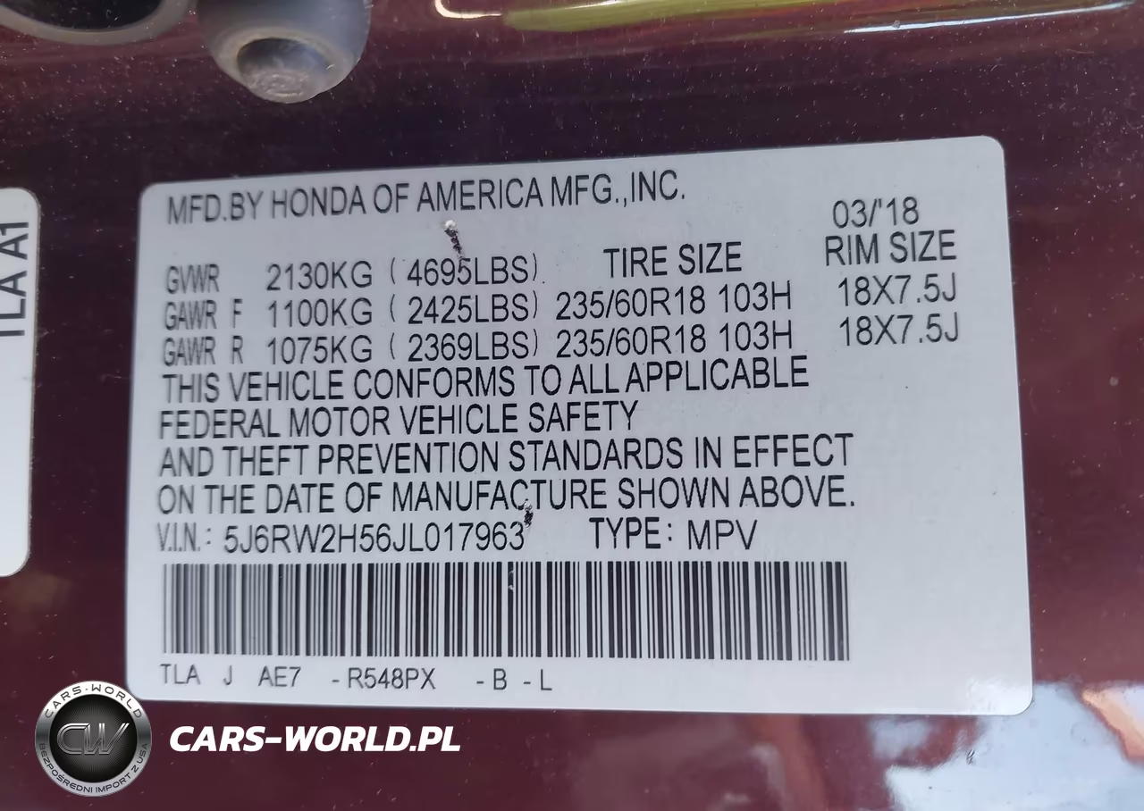 2018 Honda Cr-V Ex VIN:5J6RW2H56JL017963 - 9