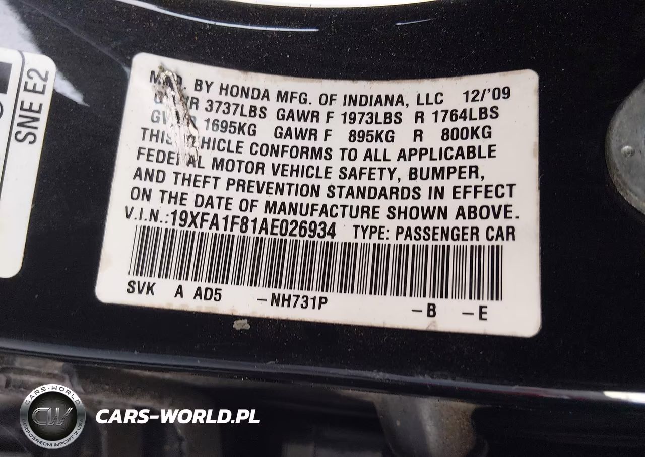 2010 Honda Civic Ex VIN:19XFA1F81AE026934 - 9