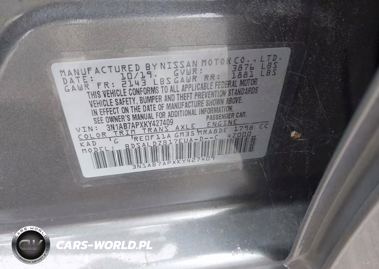 2019 Nissan Sentra Sv VIN:3N1AB7APXKY427409 - 9