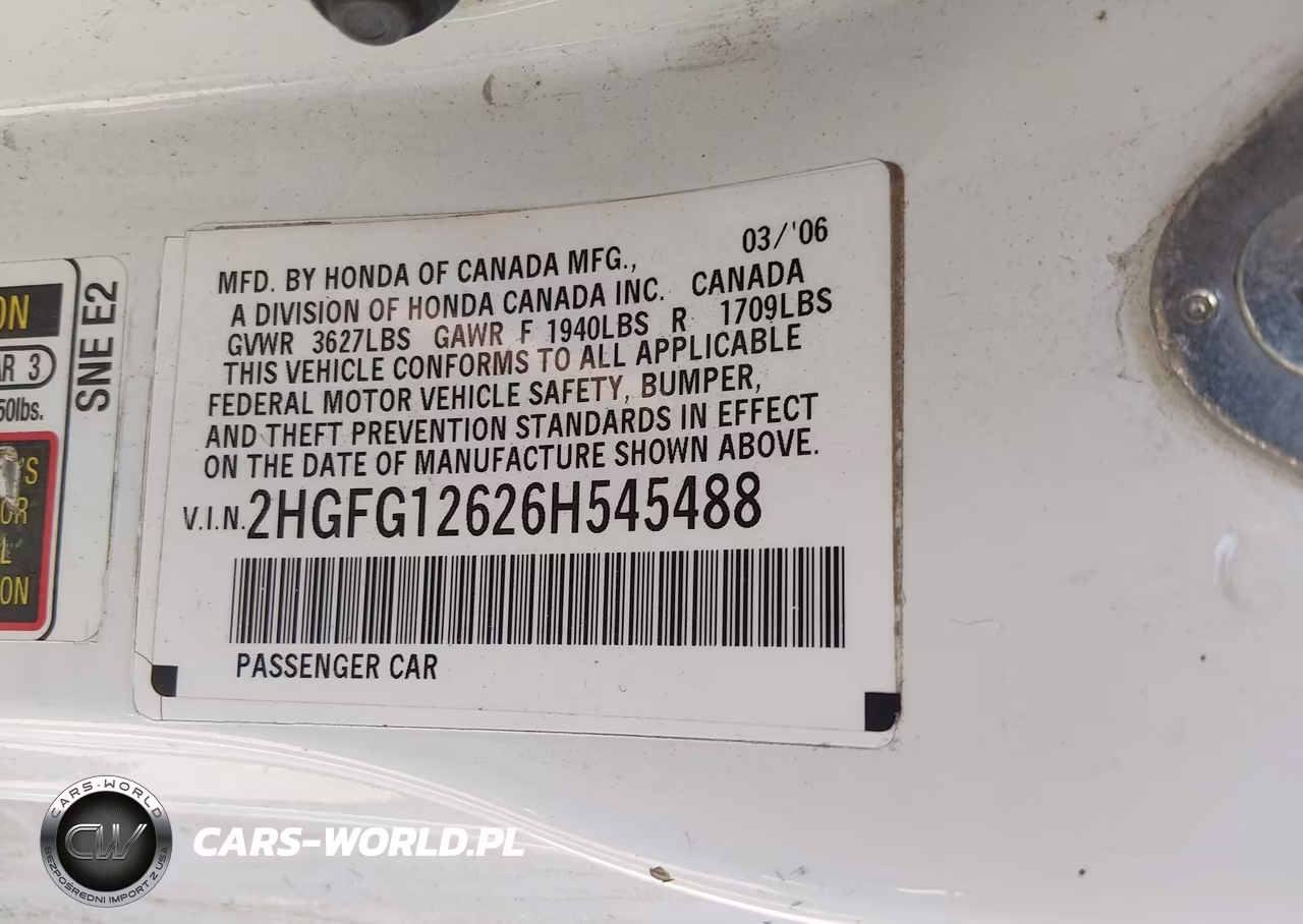 2006 Honda Civic Lx VIN:2HGFG12626H545488 - 9