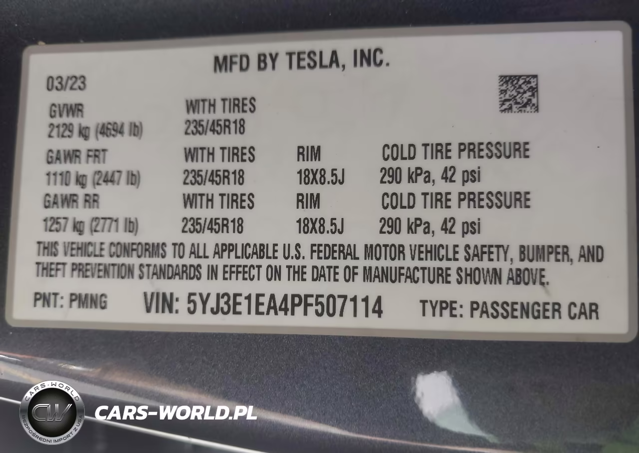 2023 Tesla Model 3 Rear-Wheel Drive VIN:5YJ3E1EA4PF507114 - 9