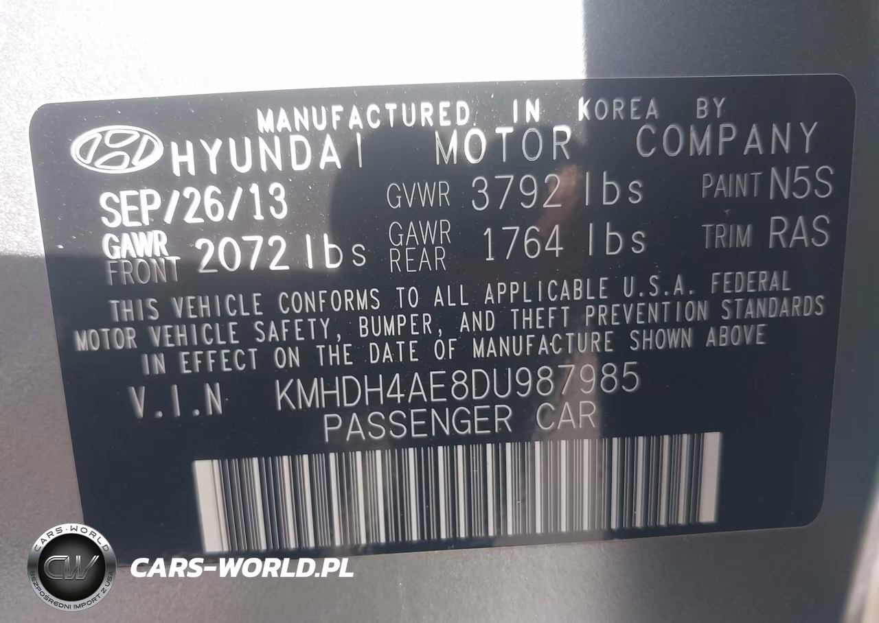 2013 Hyundai Elantra Gls VIN:KMHDH4AE8DU987985 - 9