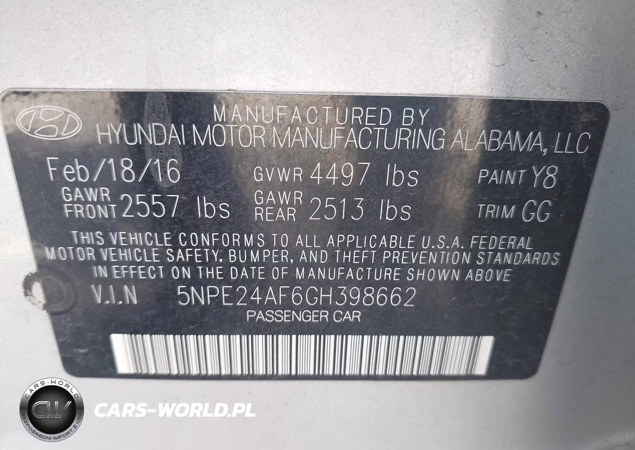 2016 Hyundai Sonata VIN:5NPE24AF6GH398662 - 9