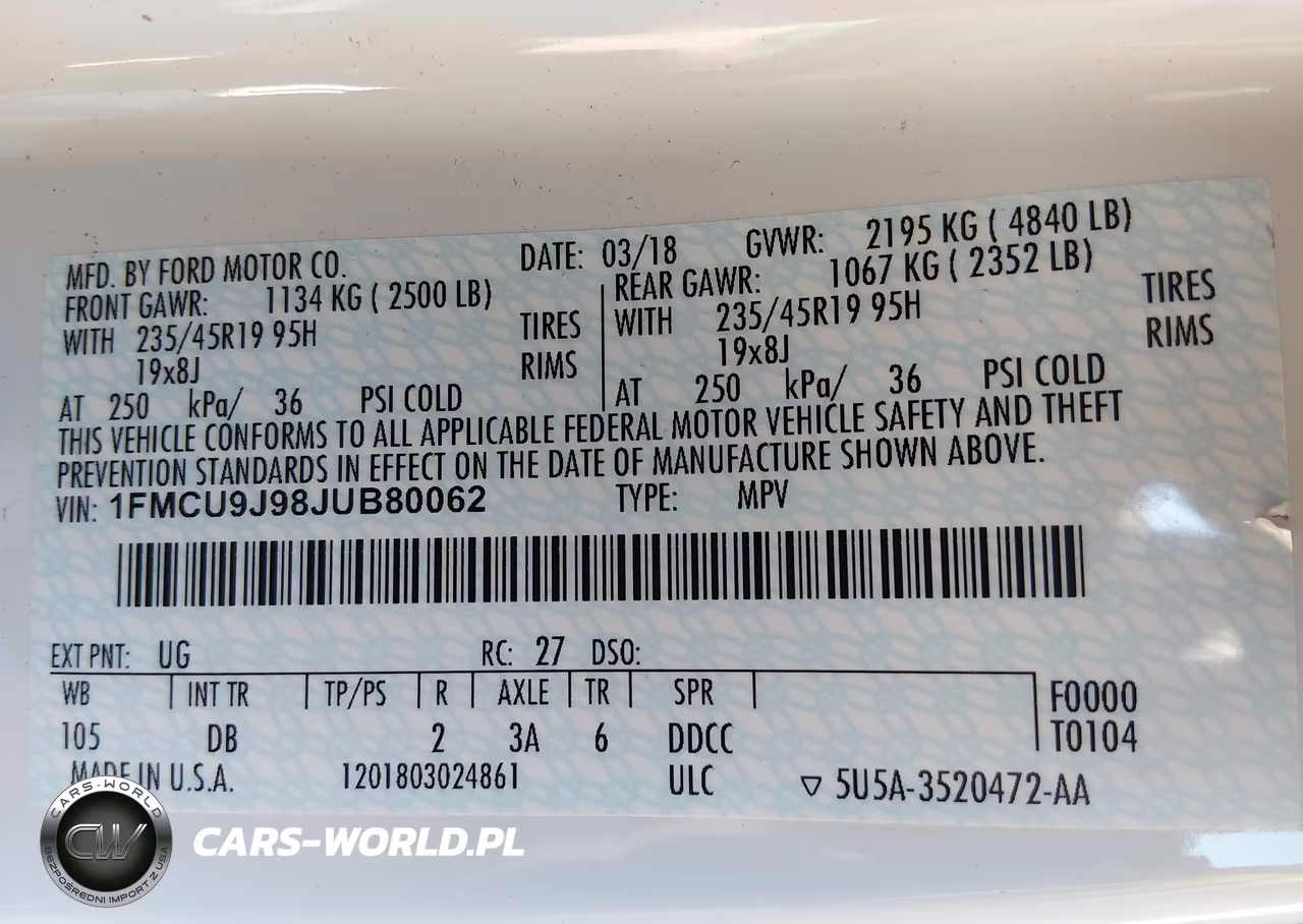 2018 Ford Escape Titanium VIN:1FMCU9J98JUB80062 - 9