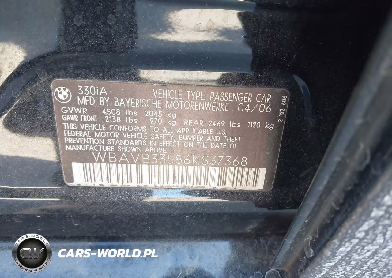 2006 BMW 330I VIN:WBAVB33586KS37368 - 9