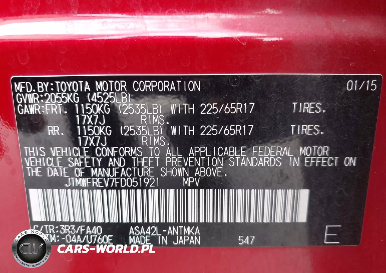 2015 Toyota Rav4 Xle VIN:JTMWFREV7FD051921 - 9