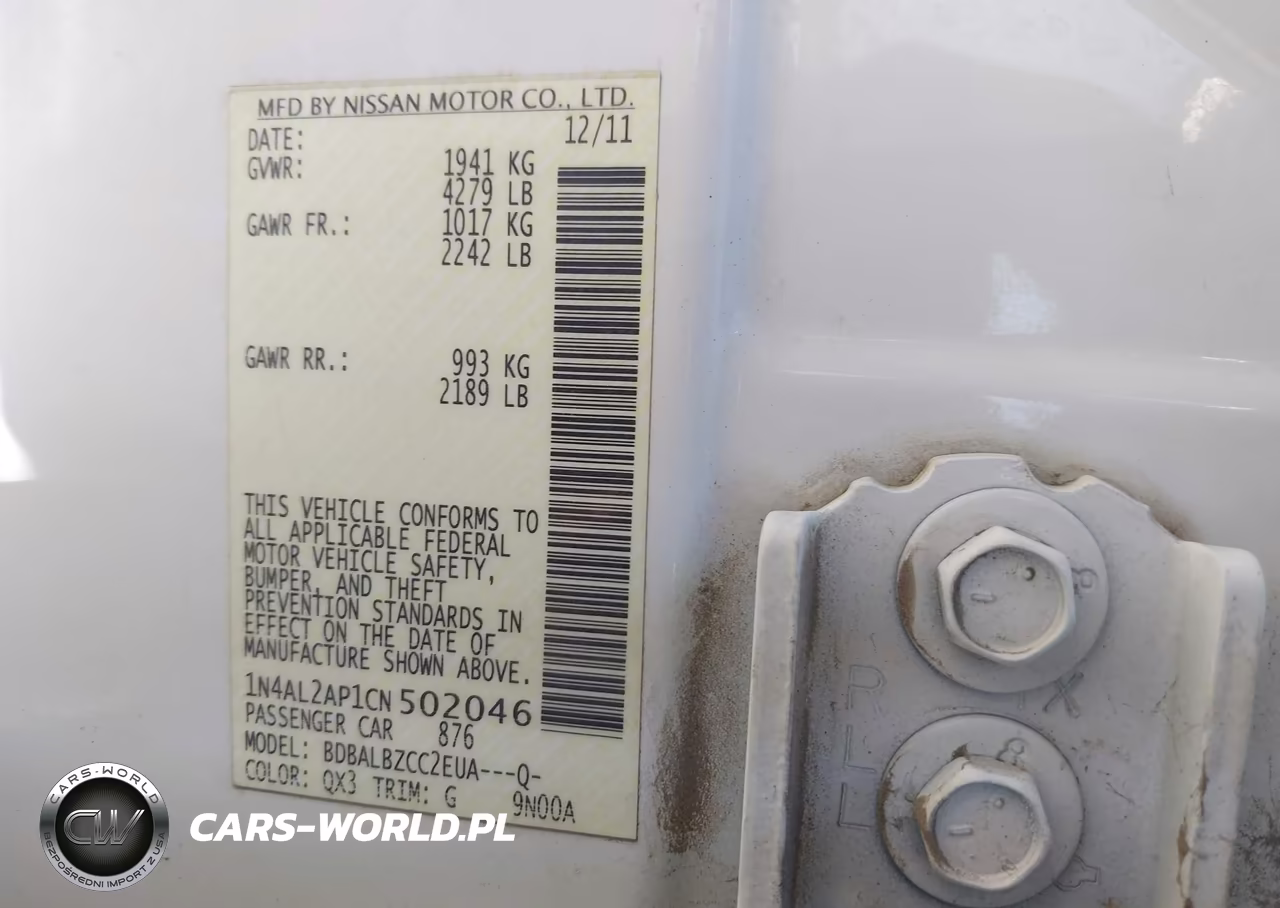 2012 Nissan Altima 2.5 S VIN:1N4AL2AP1CN502046 - 9