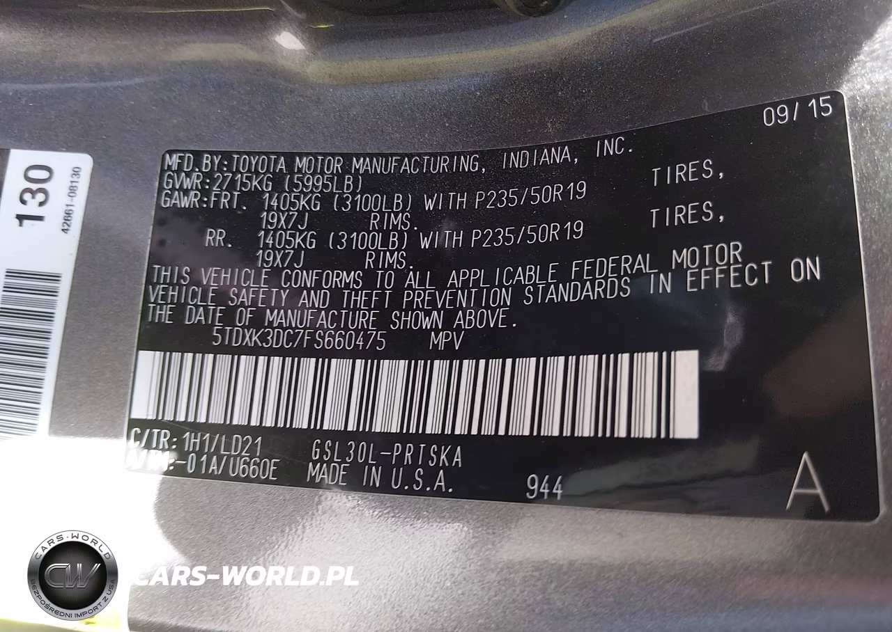 2015 Toyota Sienna Se 8 Passenger VIN:5TDXK3DC7FS660475 - 9