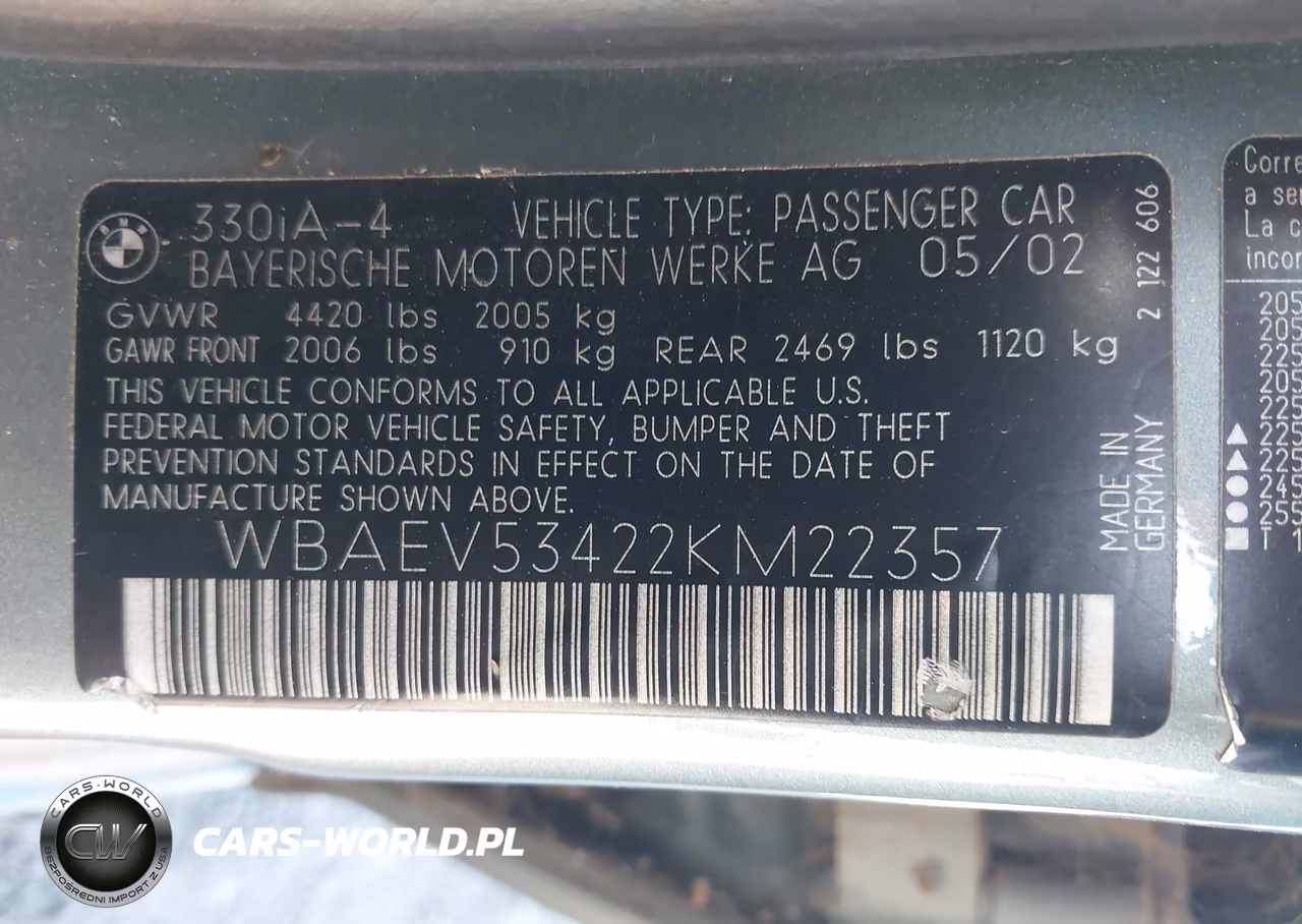 2002 BMW 330I VIN:WBAEV53422KM22357 - 9