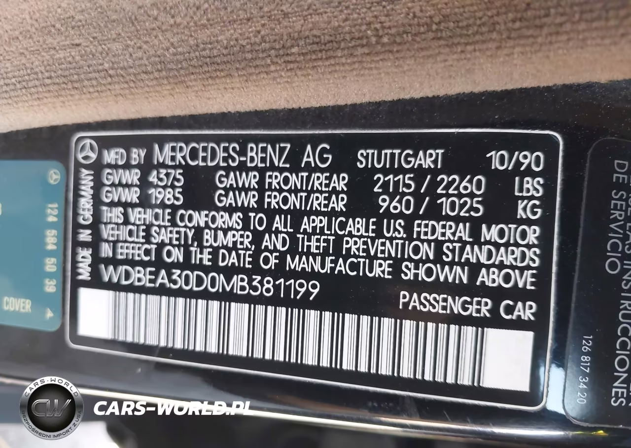 1991 Mercedes-Benz 300 E VIN:WDBEA30D0MB381199 - 9