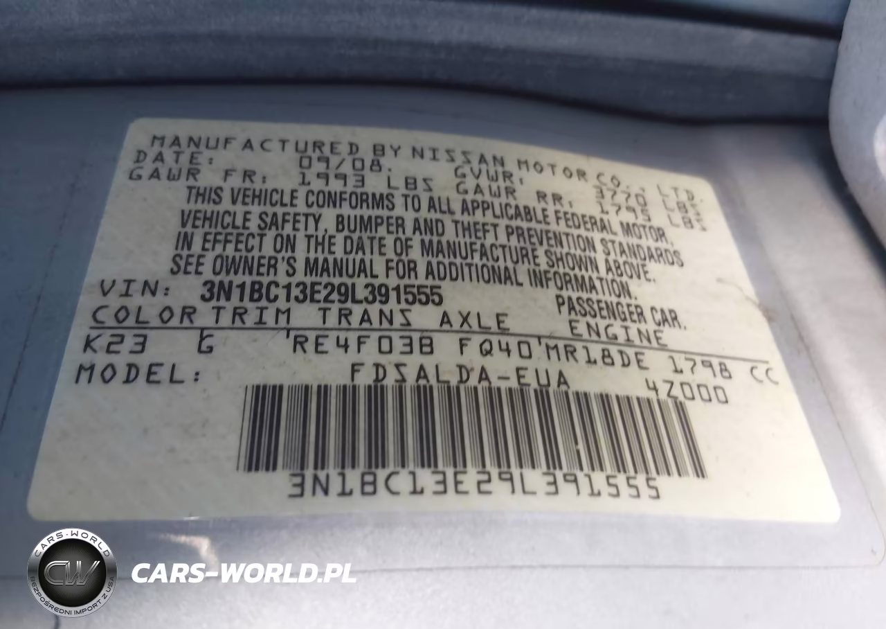 2009 Nissan Versa 1.8S VIN:3N1BC13E29L391555 - 9