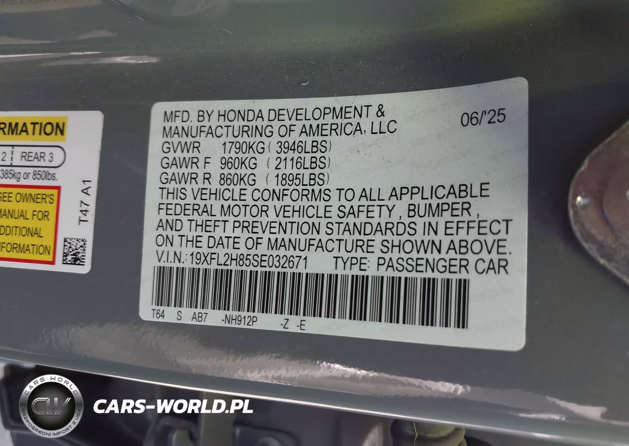 2025 Honda Civic Sedan Sport VIN:19XFL2H85SE032671 - 9