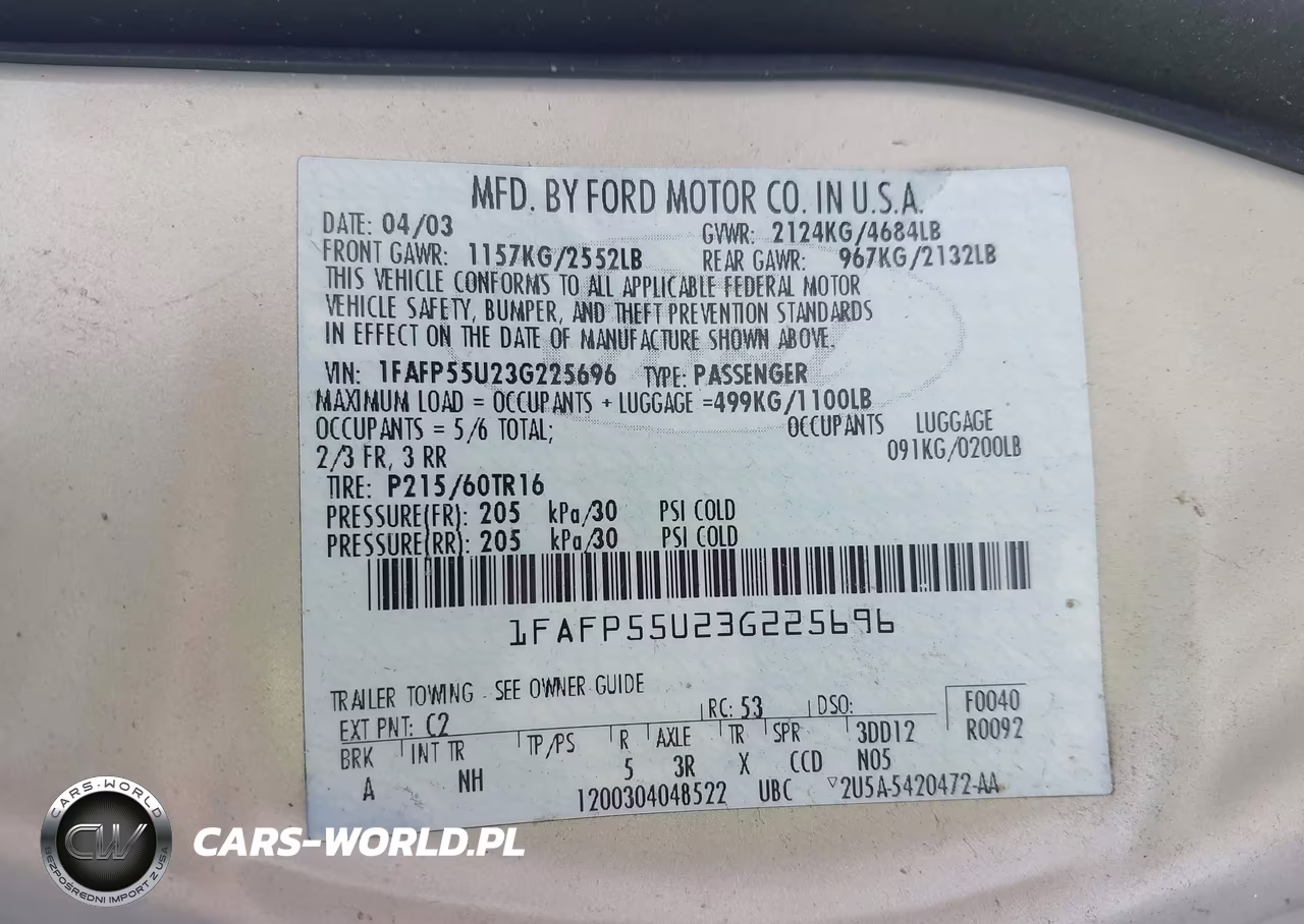 2003 Ford Taurus Ses VIN:1FAFP55U23G225696 - 9