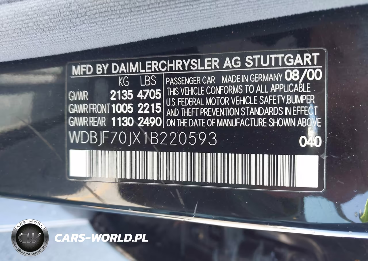2001 Mercedes-Benz E 430 VIN:WDBJF70JX1B220593 - 9
