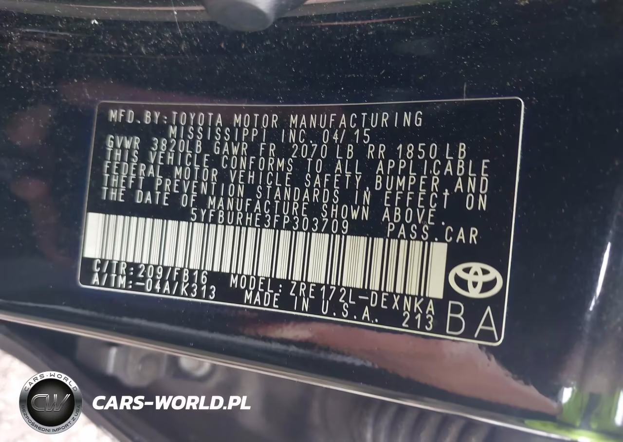 2015 Toyota Corolla Le VIN:5YFBURHE3FP303709 - 9