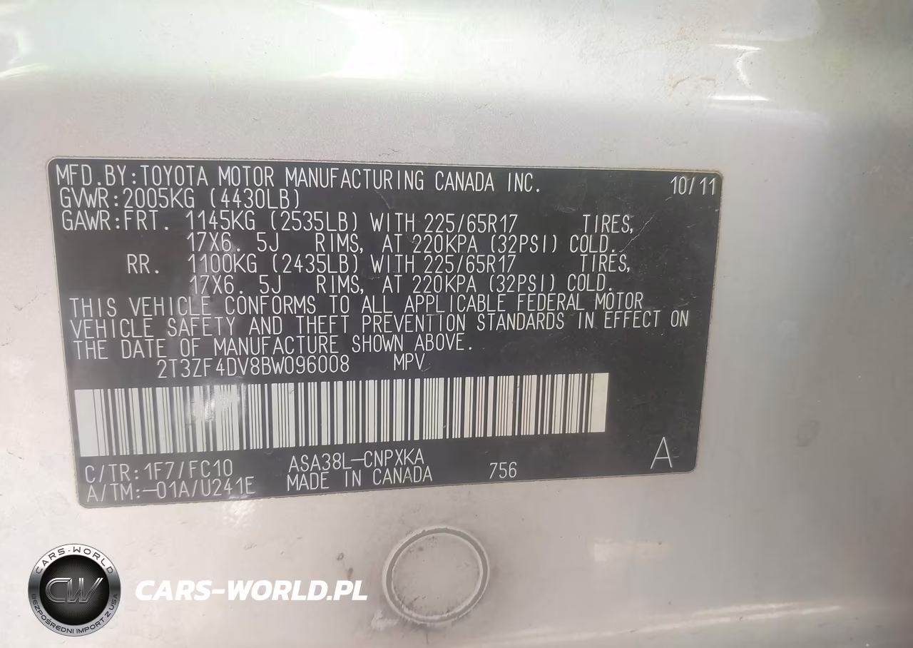 2011 Toyota Rav4 VIN:2T3ZF4DV8BW096008 - 9