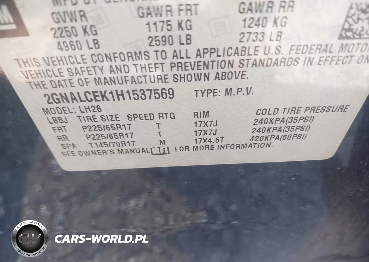 2017 Chevrolet Equinox Lt VIN:2GNALCEK1H1537569 - 9