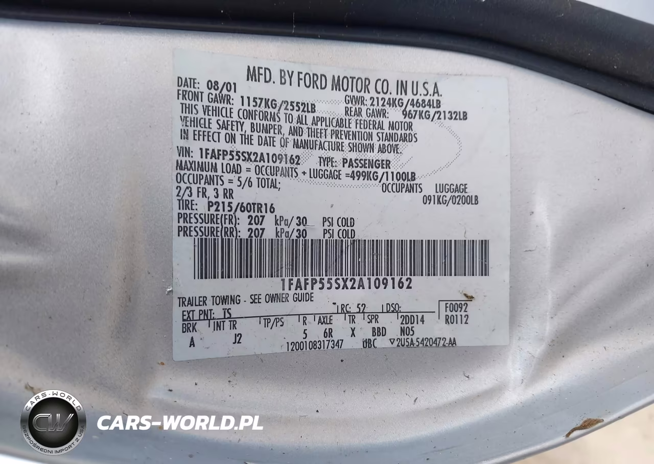 2002 Ford Taurus Ses VIN:1FAFP55SX2A109162 - 9