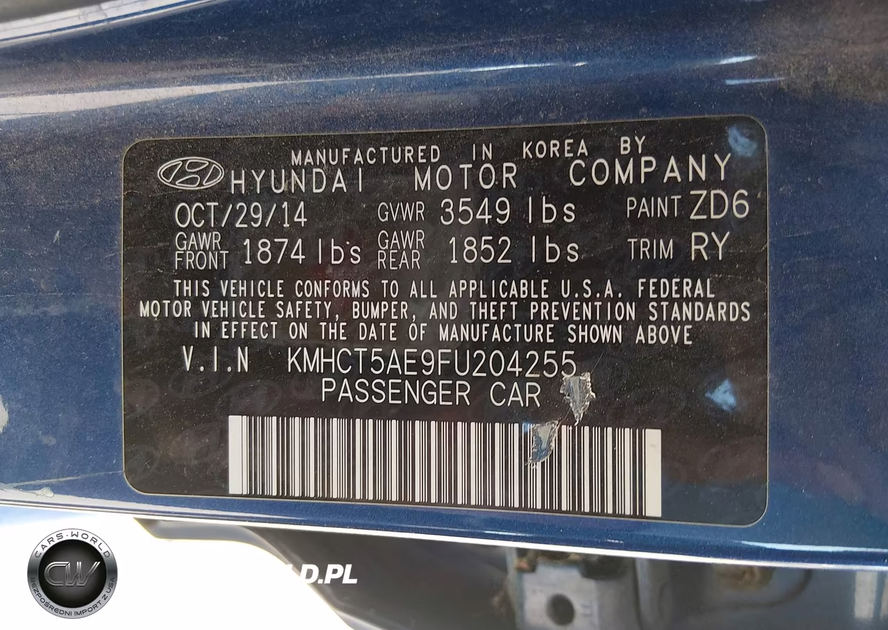 2015 Hyundai Accent Gs VIN:KMHCT5AE9FU204255 - 12