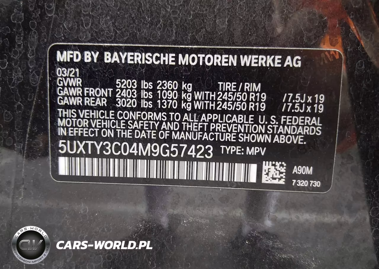 2021 BMW X3 Sdrive30I VIN:5UXTY3C04M9G57423 - 9