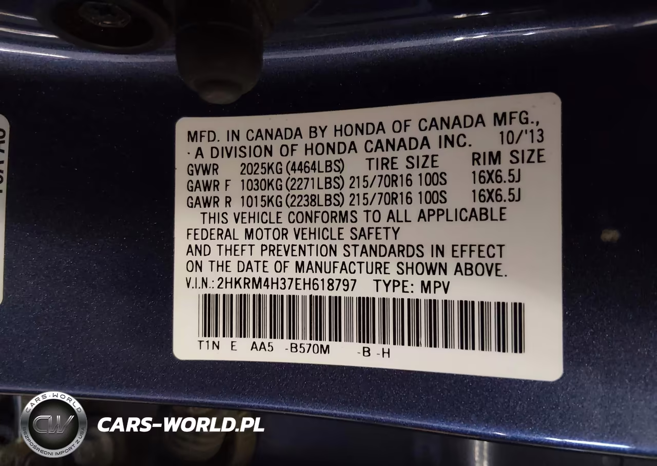 2014 Honda Cr-V Lx VIN:2HKRM4H37EH618797 - 9