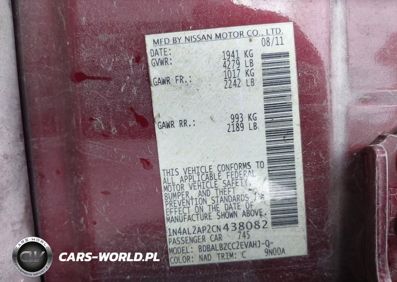 2012 Nissan Altima 2.5 S VIN:1N4AL2AP2CN438082 - 9