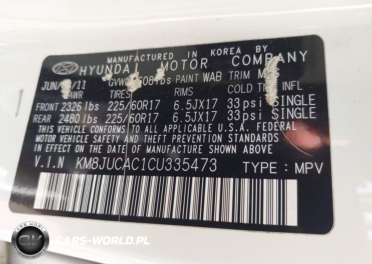 2012 Hyundai Tucson Gls VIN:KM8JUCAC1CU335473 - 9