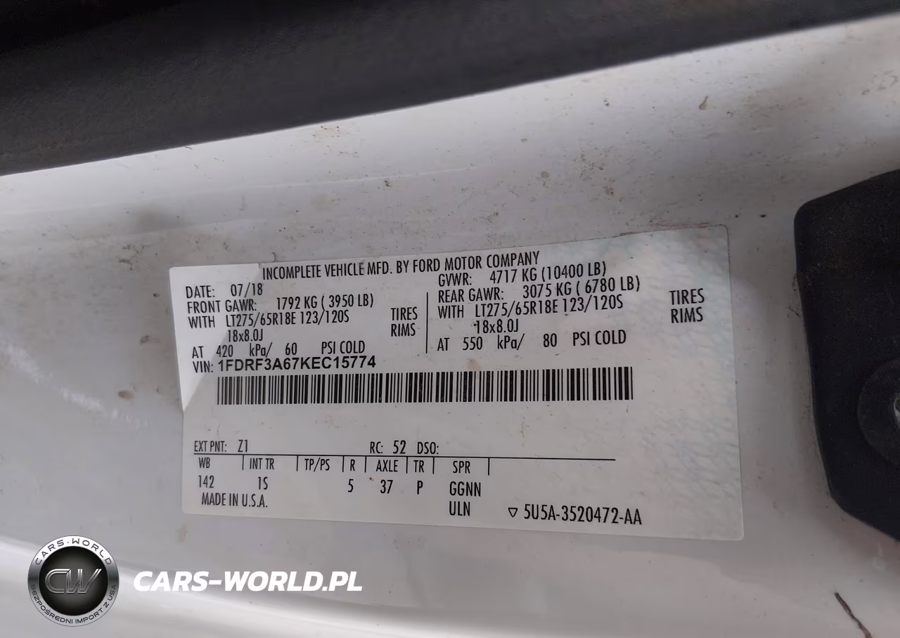 2019 Ford F-350 Xl VIN:1FDRF3A67KEC15774 - 9