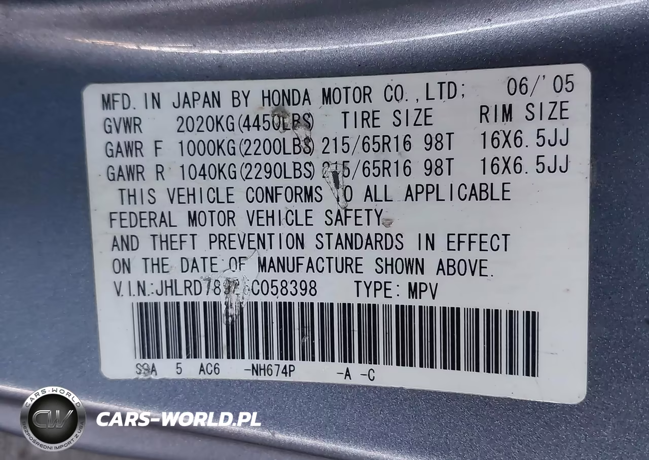 2005 Honda Cr-V Se VIN:JHLRD78925C058398 - 9