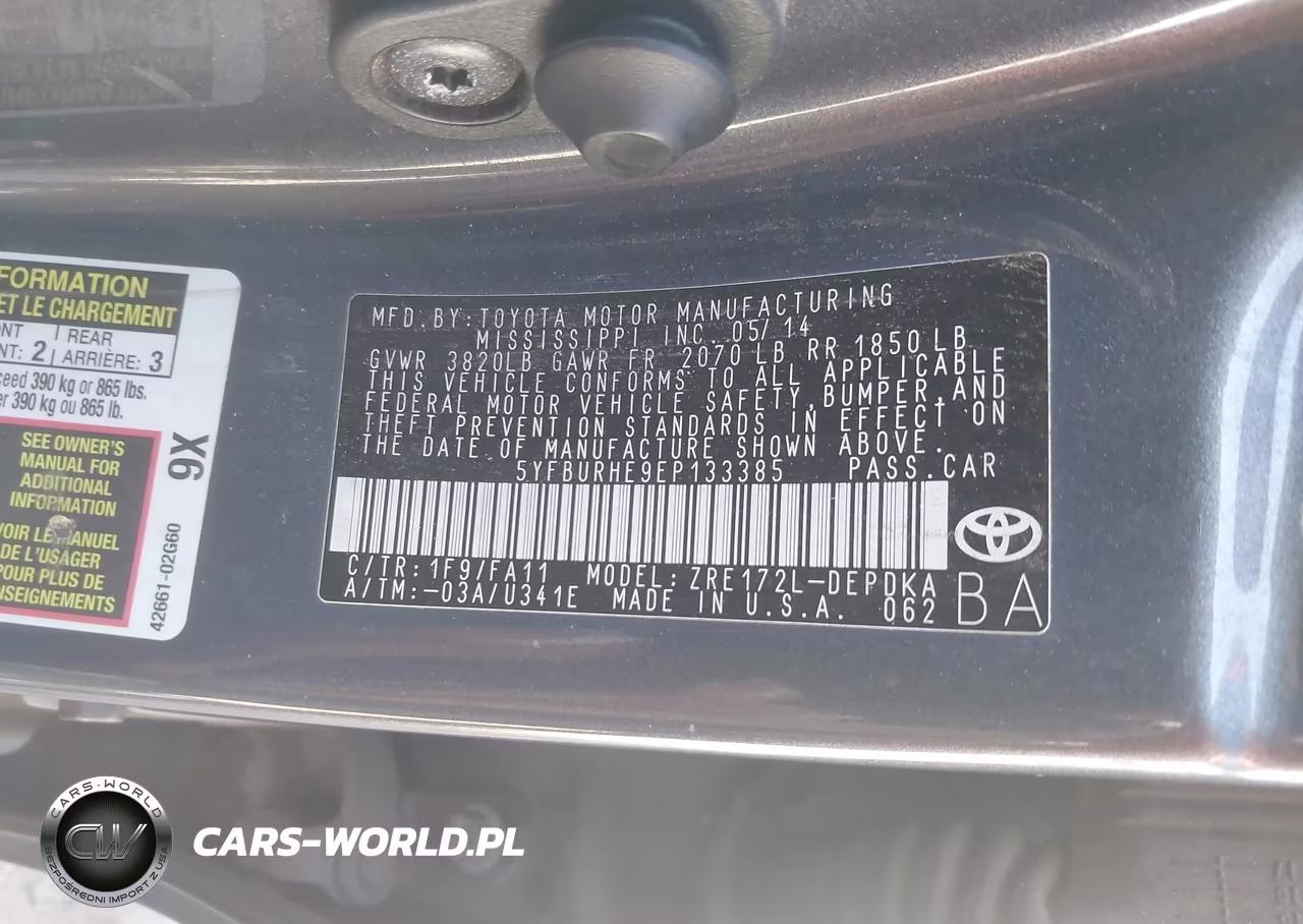 2014 Toyota Corolla L VIN:5YFBURHE9EP133385 - 9
