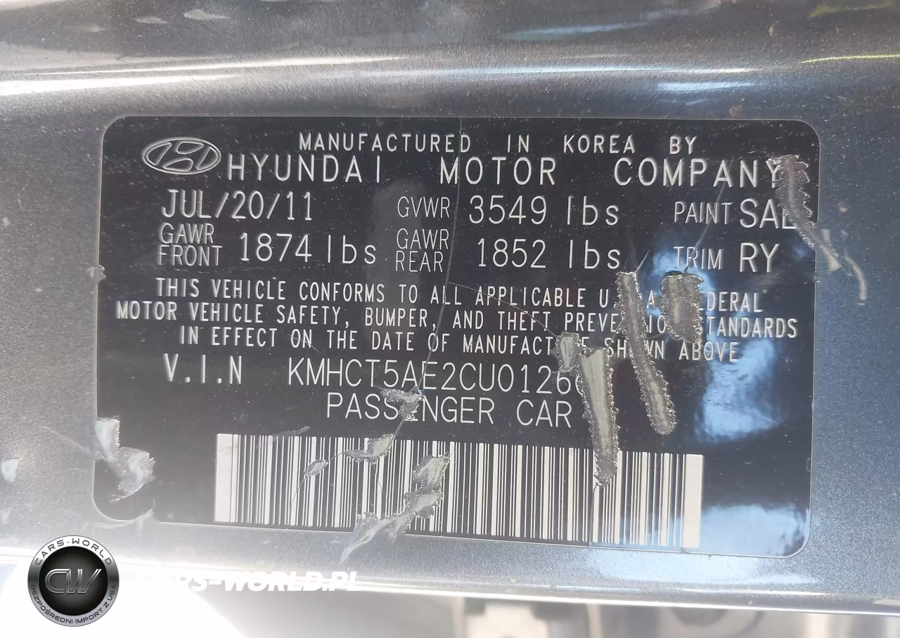 2012 Hyundai Accent Gs VIN:KMHCT5AE2CU012607 - 9