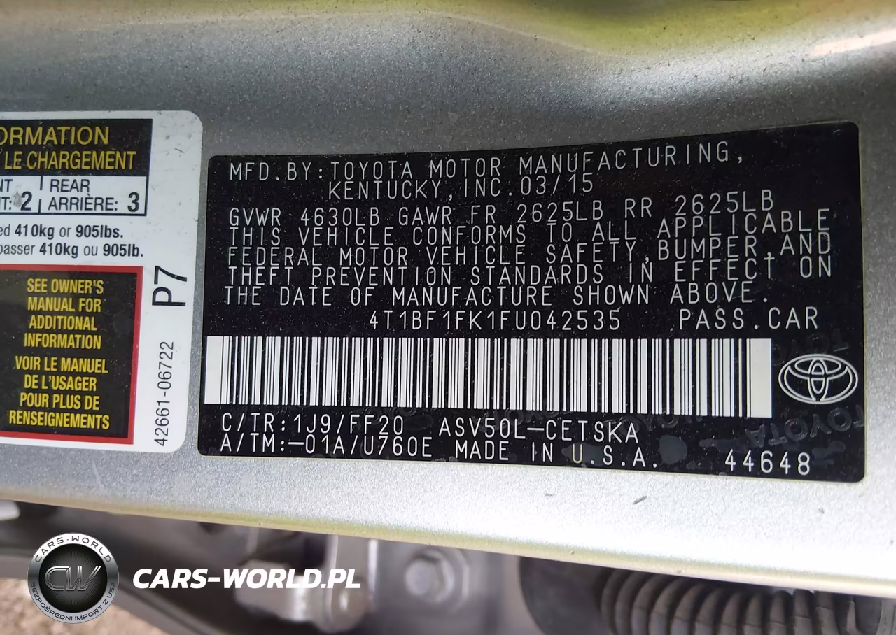 2015 Toyota Camry Se VIN:4T1BF1FK1FU042535 - 9