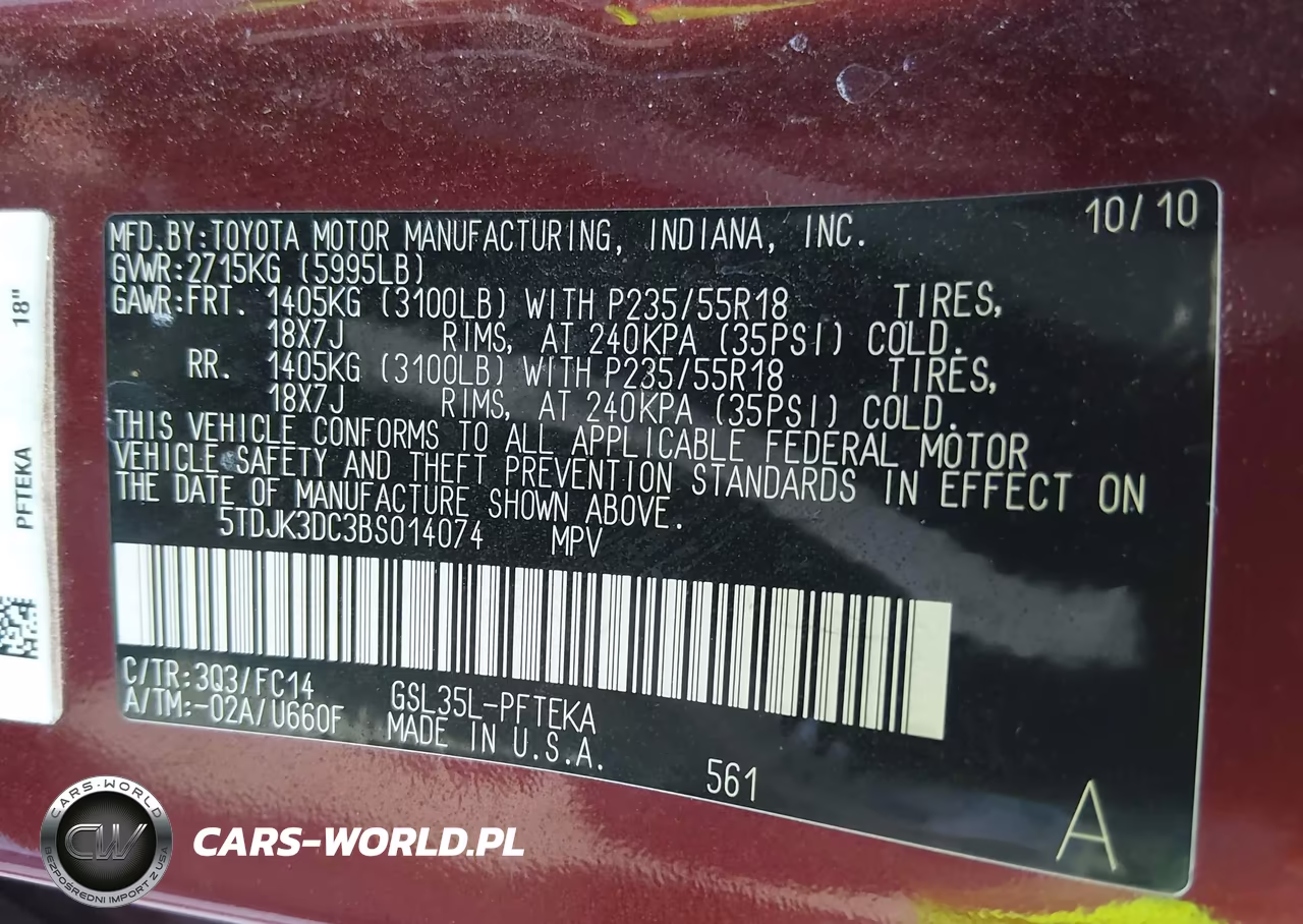 2011 Toyota Sienna Le VIN:5TDJK3DC3BS014074 - 9