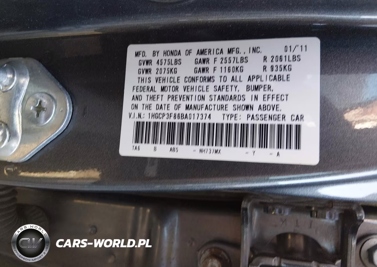 2011 Honda Accord 3.5 Ex-L VIN:1HGCP3F86BA017374 - 9
