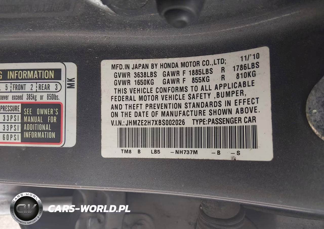 2011 Honda Insight Ex VIN:JHMZE2H7XBS002026 - 9