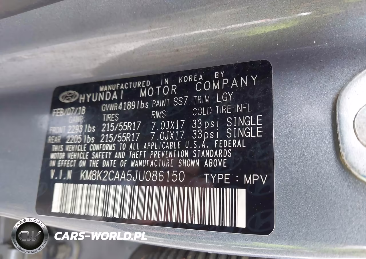 2018 Hyundai Kona Sel VIN:KM8K2CAA5JU086150 - 9
