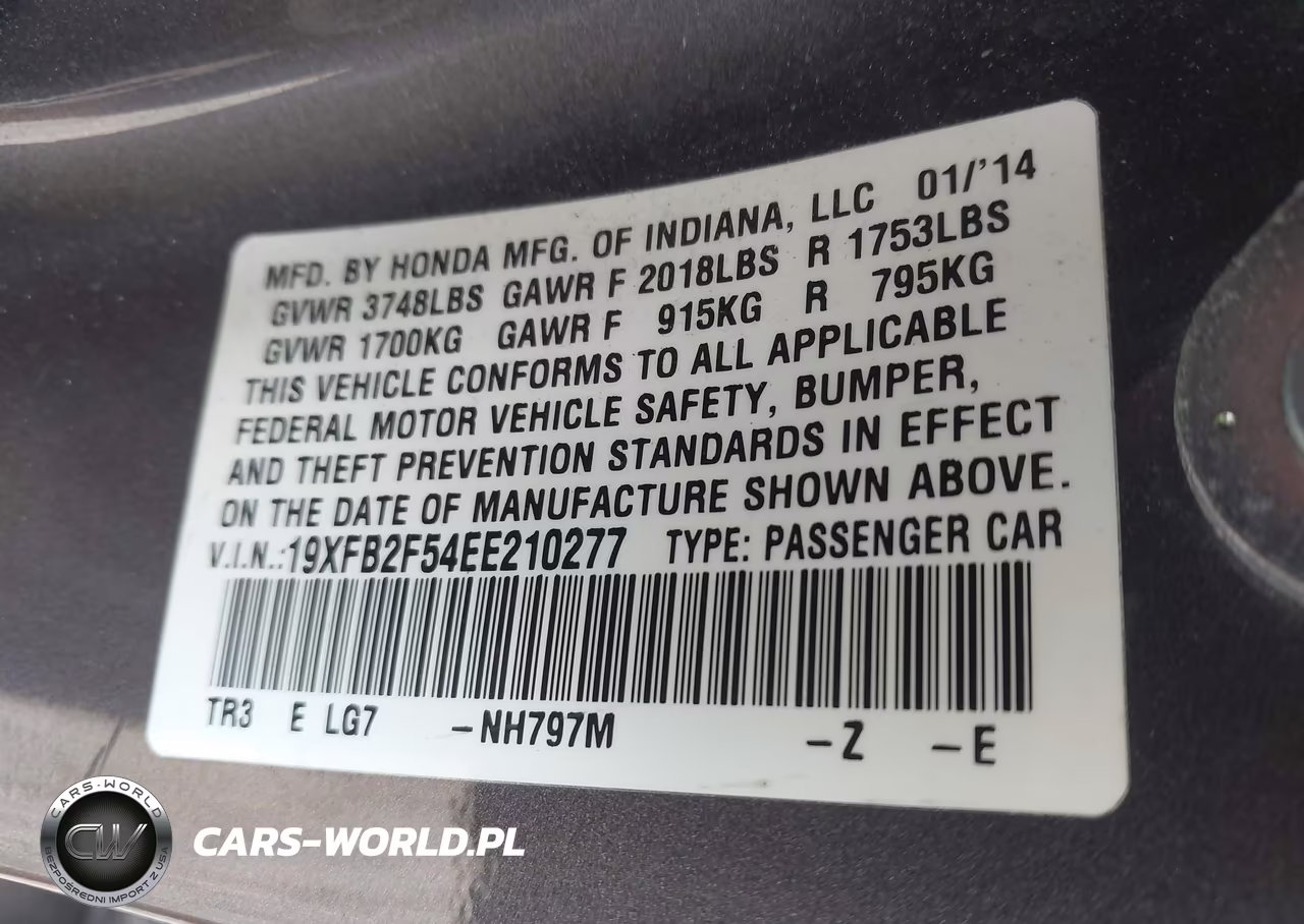 2014 Honda Civic Lx VIN:19XFB2F54EE210277 - 9