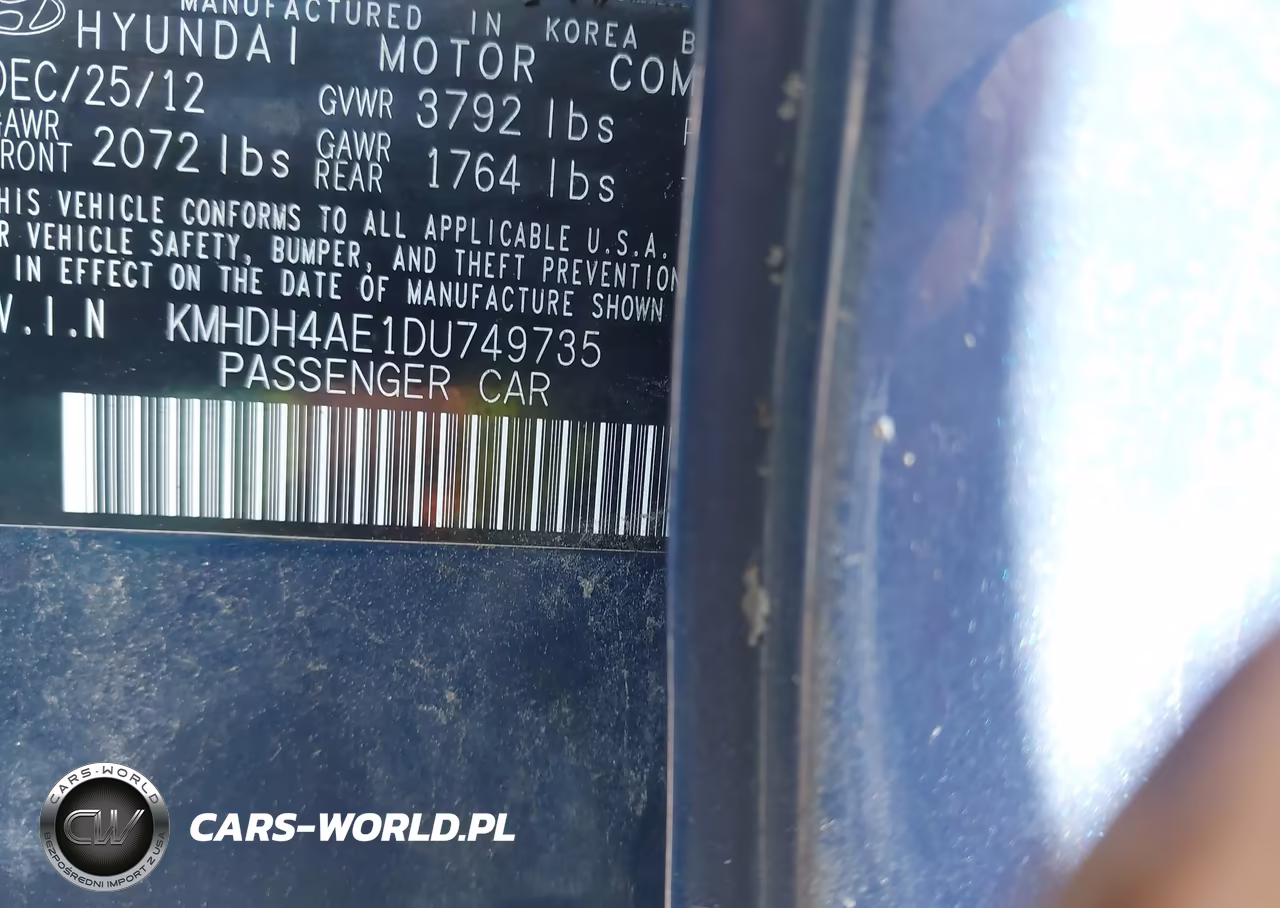 2013 Hyundai Elantra Gls VIN:KMHDH4AE1DU749735 - 9