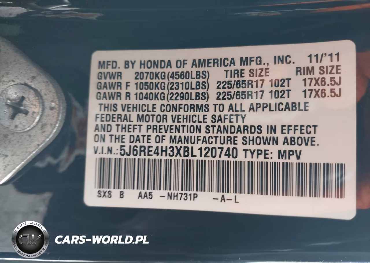 2011 Honda Cr-V Lx VIN:5J6RE4H3XBL120740 - 9