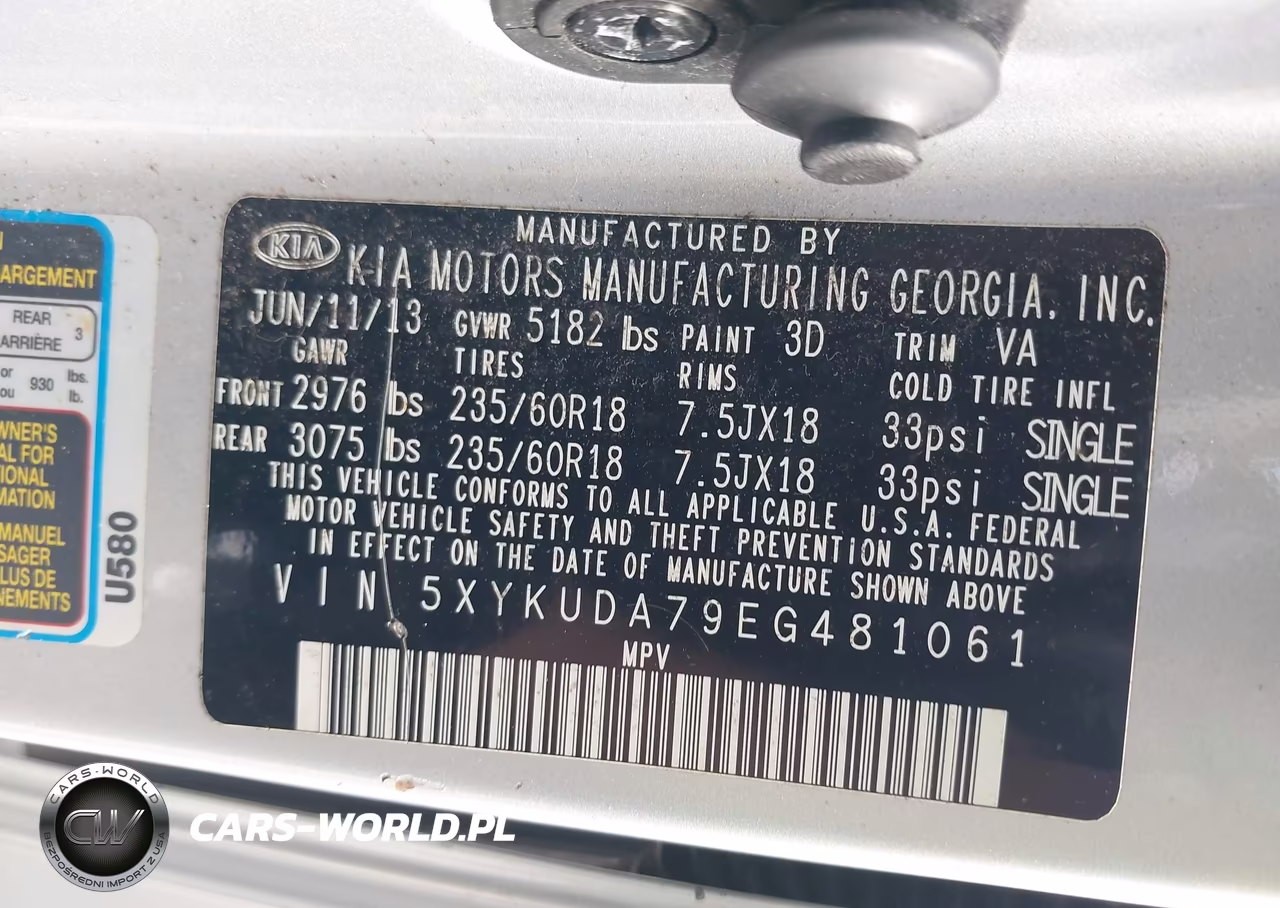 2014 Kia Sorento Ex V6 VIN:5XYKUDA79EG481061 - 9