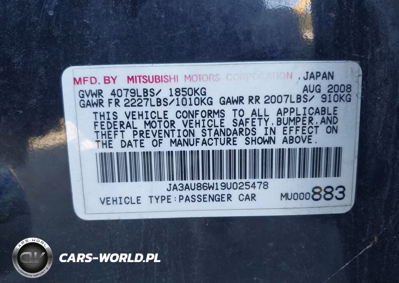 2009 Mitsubishi Lancer Gts VIN:JA3AU86W19U025478 - 9